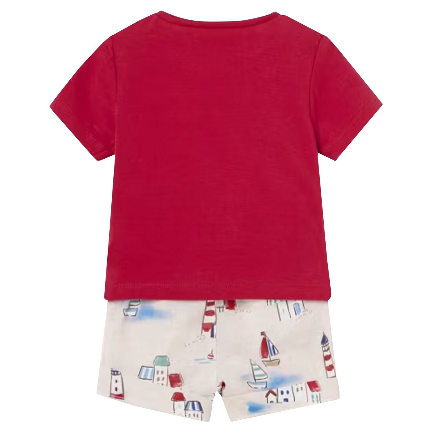 Baby Boys Red & Beige Shorts Set, 1, hi-res image number null