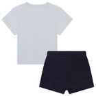 Baby Boys Blue Shorts & T-Shirt Set, 2, hi-res