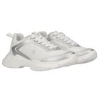 White & Silver Logo Trainers, 1, hi-res