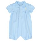 Baby Girls Blue Logo Romper, 1, hi-res
