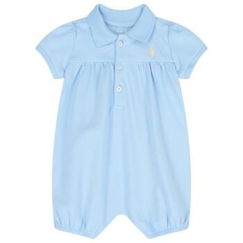 Baby Girls Blue Logo Romper