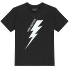 Boys Black Thunderbolt Logo T-Shirt, 2, hi-res