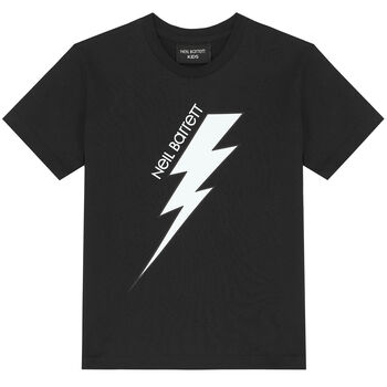 Boys Black Thunderbolt Logo T-Shirt
