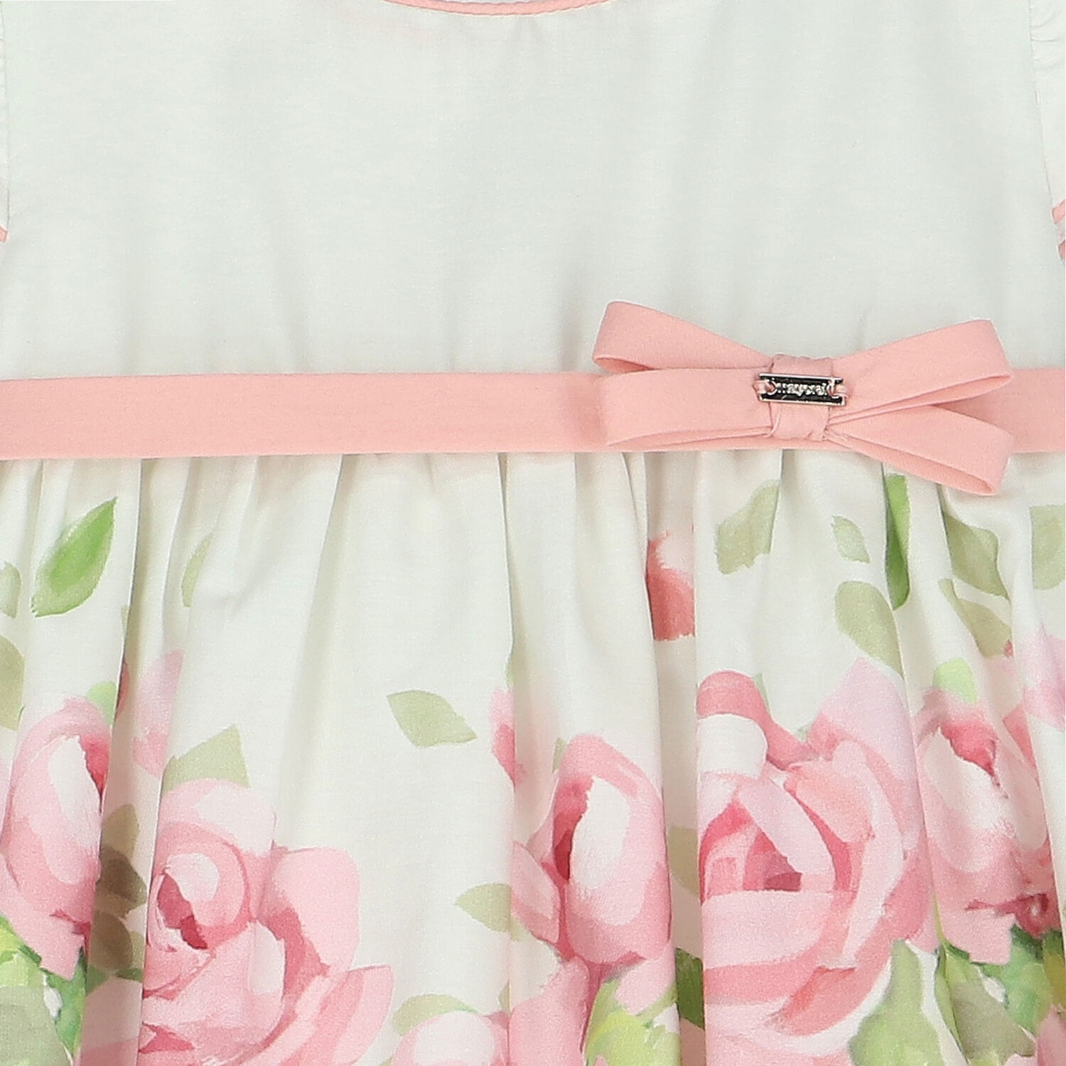 Younger Girls White & Pink Floral Dress, 2, hi-res