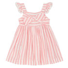 Younger Girls Pink & Ivory Striped Dress Set, 1, hi-res
