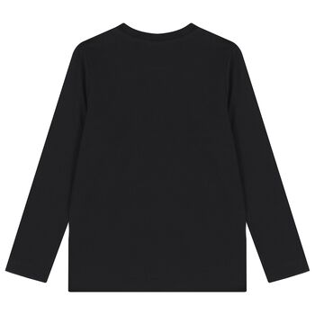 Black Teddy Bear Logo Long Sleeve Top