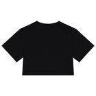 تيشيرت بنات بالشعار باللون الأسود, 1, hi-res