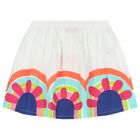 Girls White & Purple Floral Skirt, 1, hi-res