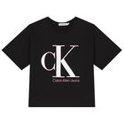 Girls Black Logo T-Shirt, 1, hi-res