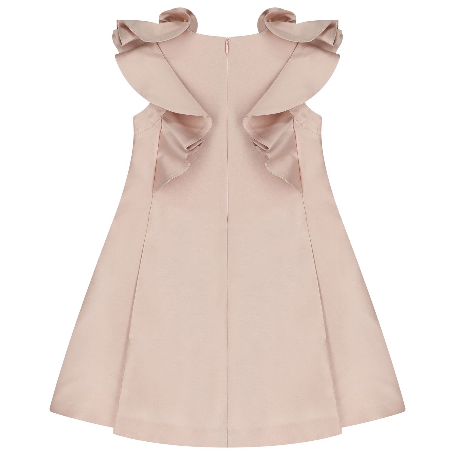 فستان باللون الوردي من الساتان مكشكش للبنات, 4, hi-res