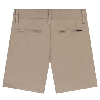 شورت أولاد بالشعار باللون البيج