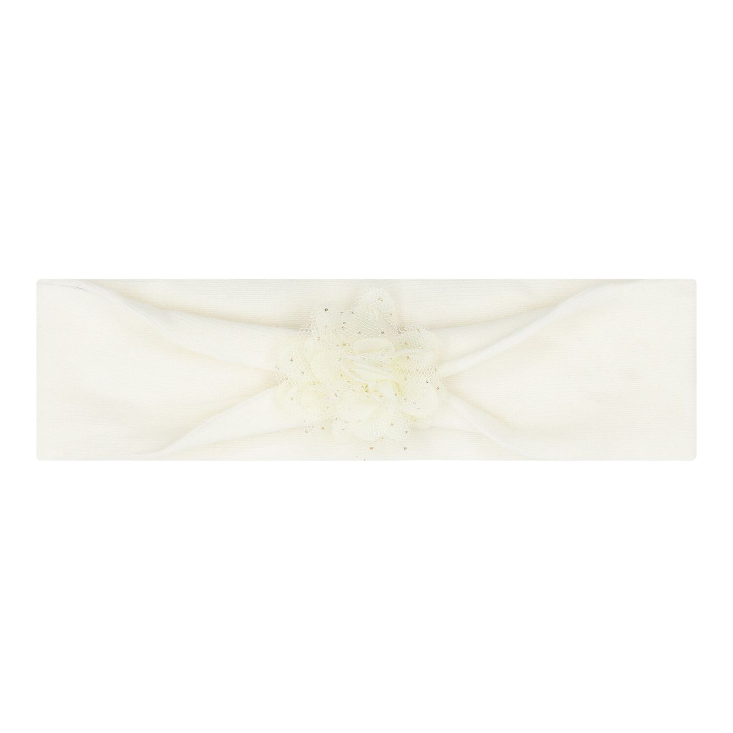 طقم  بنات ربطة رأس و جوارب باللون العاجي, 1, hi-res