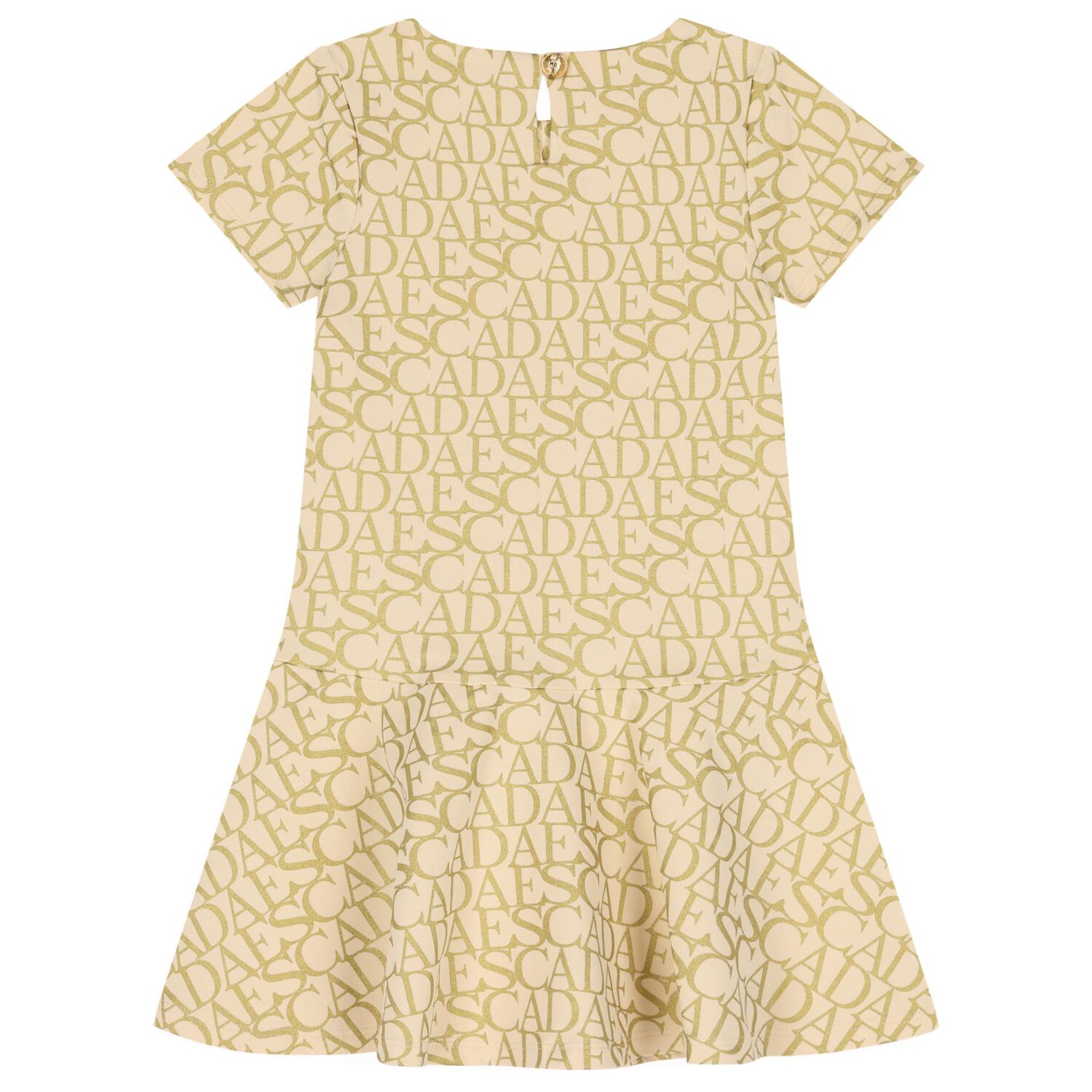 Girls Beige & Gold Logo Dress, 2, hi-res