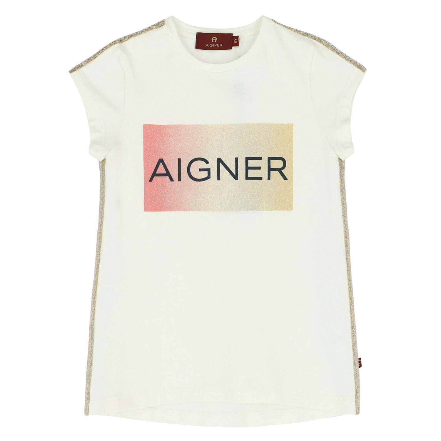 تيشيرت بالشعار باللون العاجى للبنات, 3, hi-res