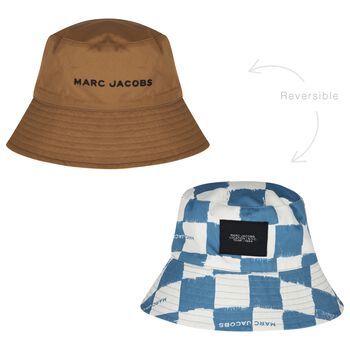 Boys Blue Check & Beige Reversible Hat