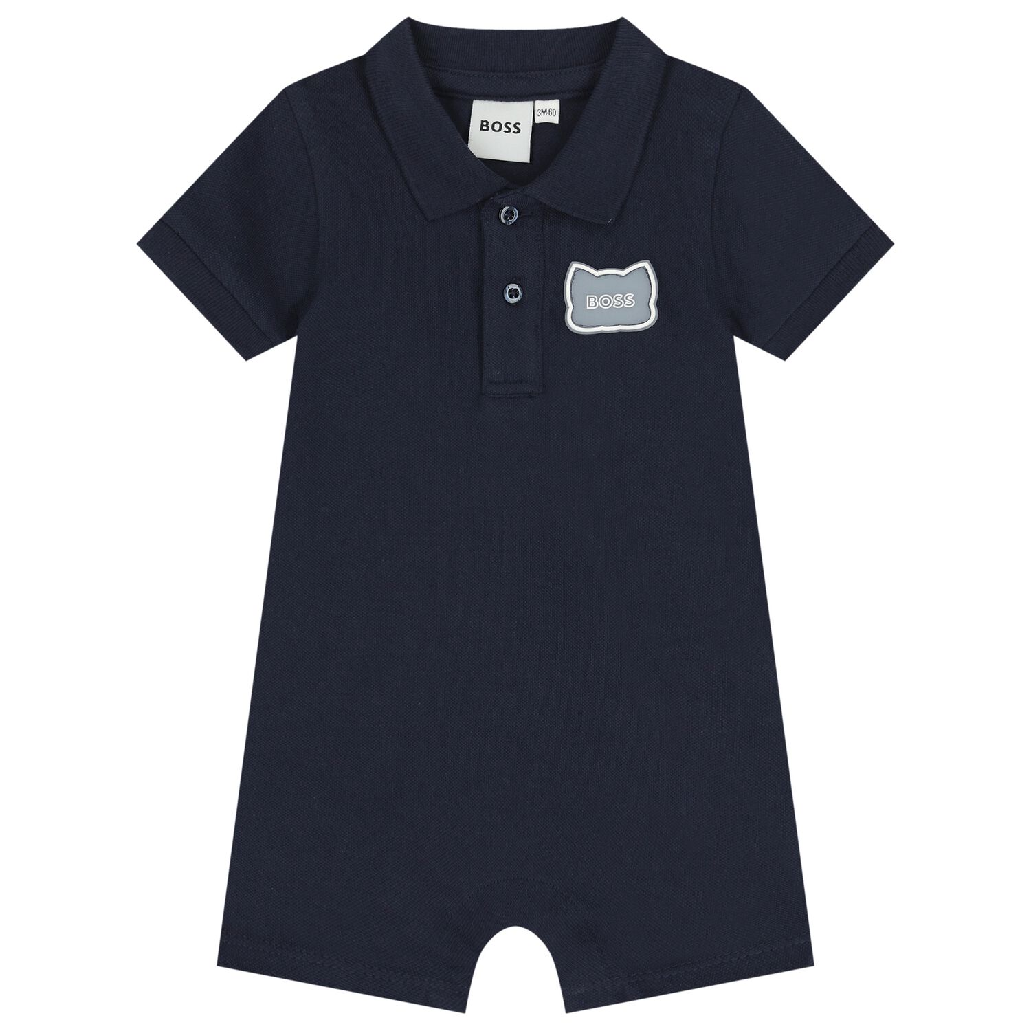 Baby Boys Navy Blue Logo Romper, 3, hi-res