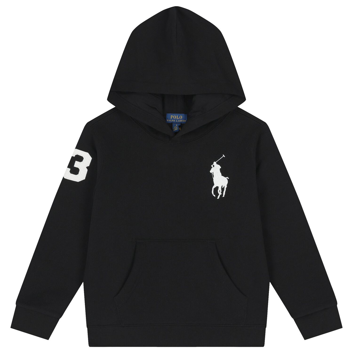 Boys Black Logo Hooded Top, 1, hi-res image number null