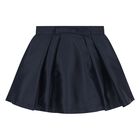 Girls Navy Blue Bow Sequin Skirt Set, 1, hi-res