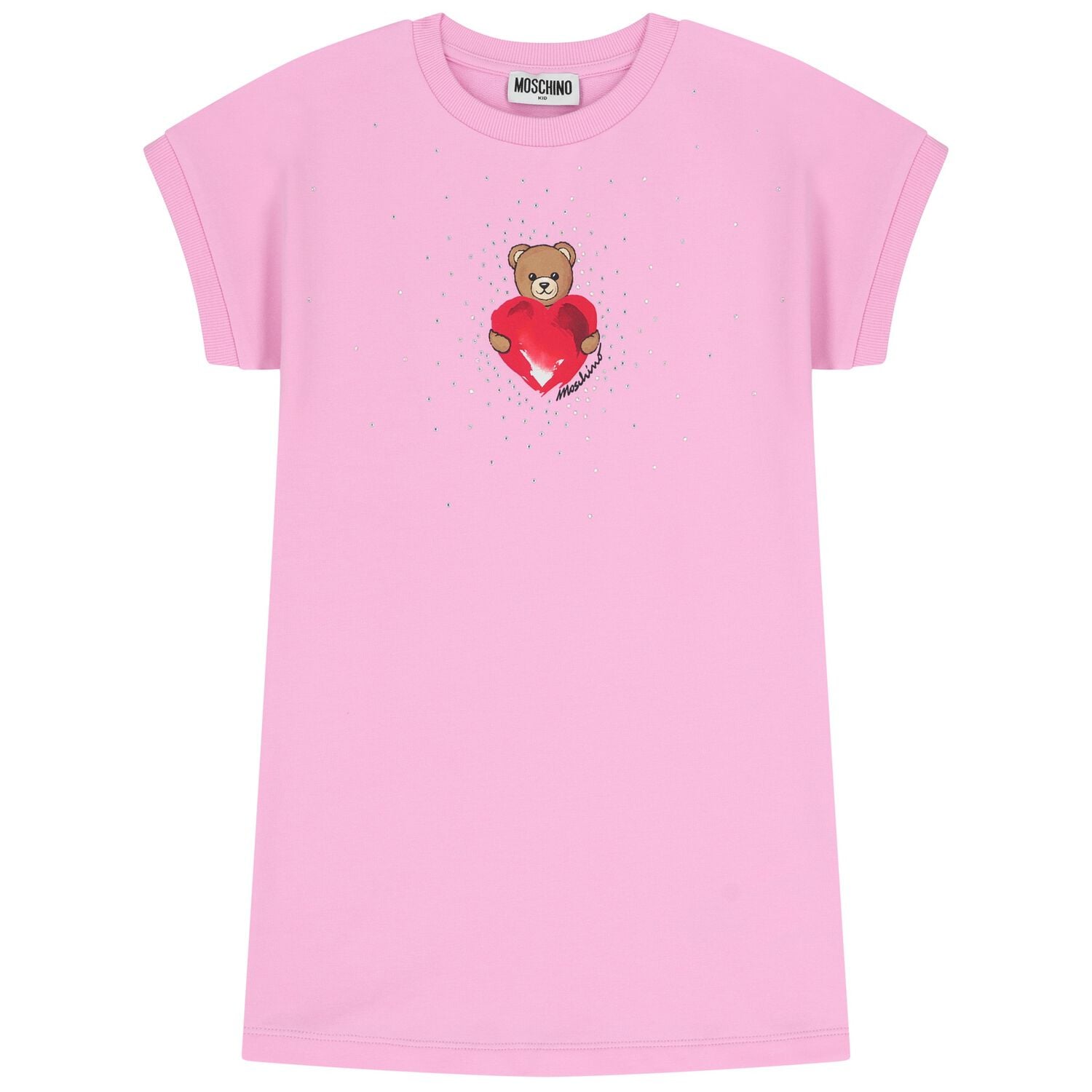 Girls Pink Teddy Bear Dress, 2, hi-res