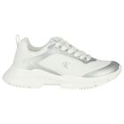 White & Silver Logo Trainers, 1, hi-res
