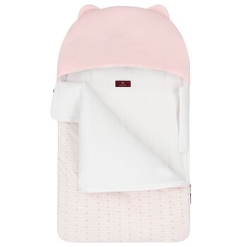 Baby Girls Pink & White Teddy Bear Logo Nest