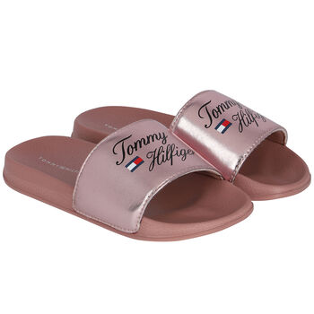 Girls Rose-Gold Logo Sliders