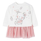 Younger Girls Ivory & Pink Dress, 2, hi-res