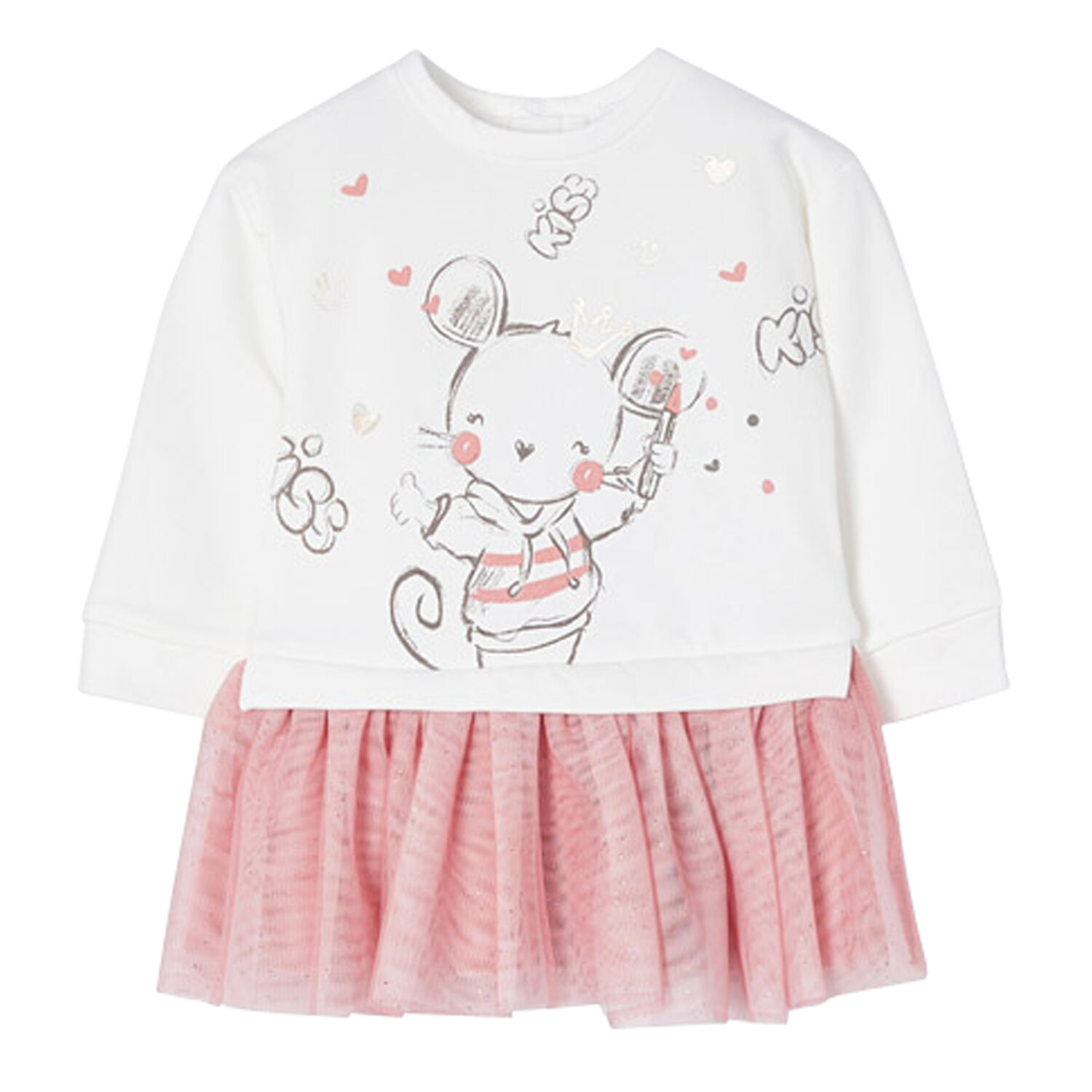 Younger Girls Ivory & Pink Dress, 2, hi-res image number null