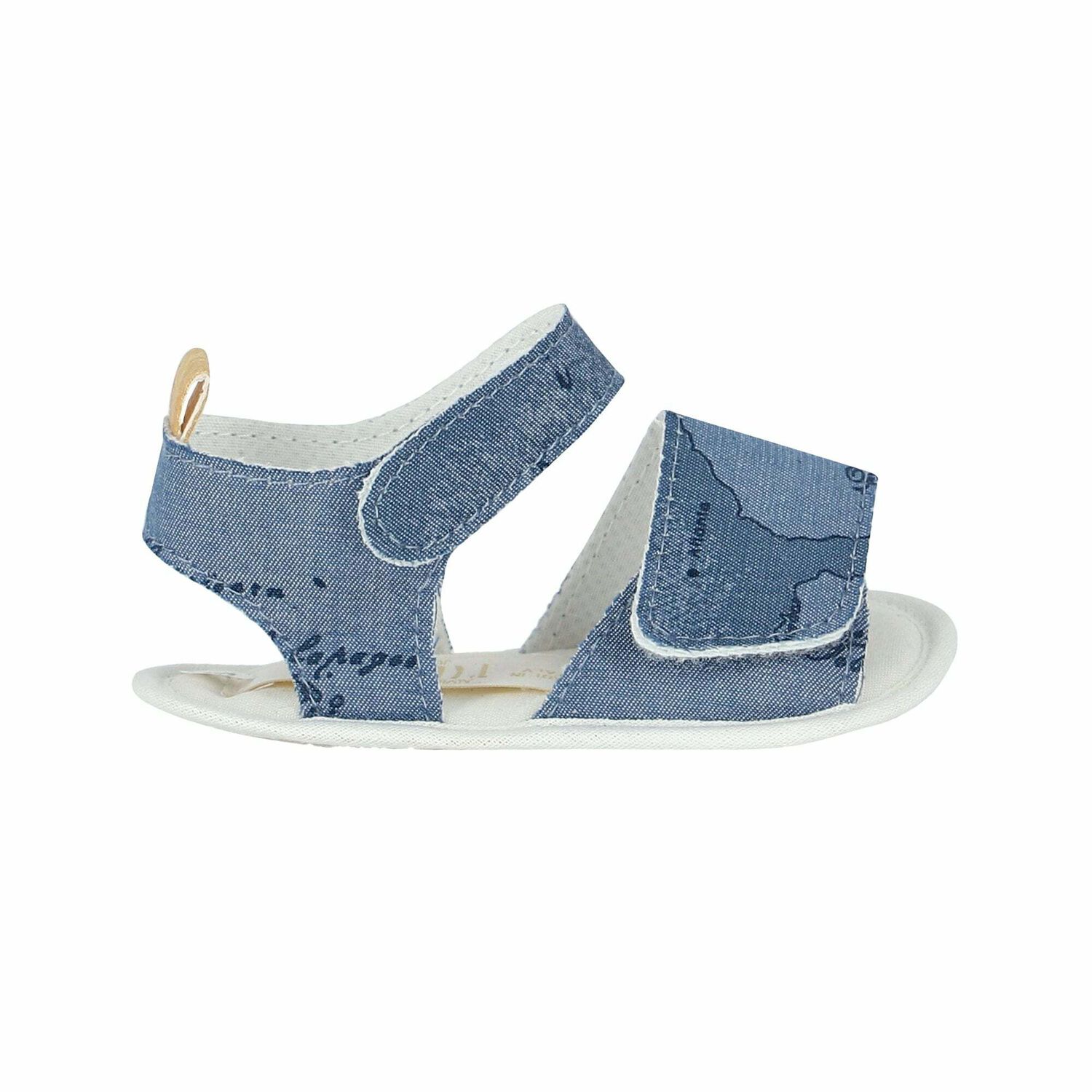Baby Girls Blue & Beige Geo Map Pre Walker Sandals, 1, hi-res image number null