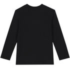 Boys Black Logo Long Sleeve Top, 1, hi-res