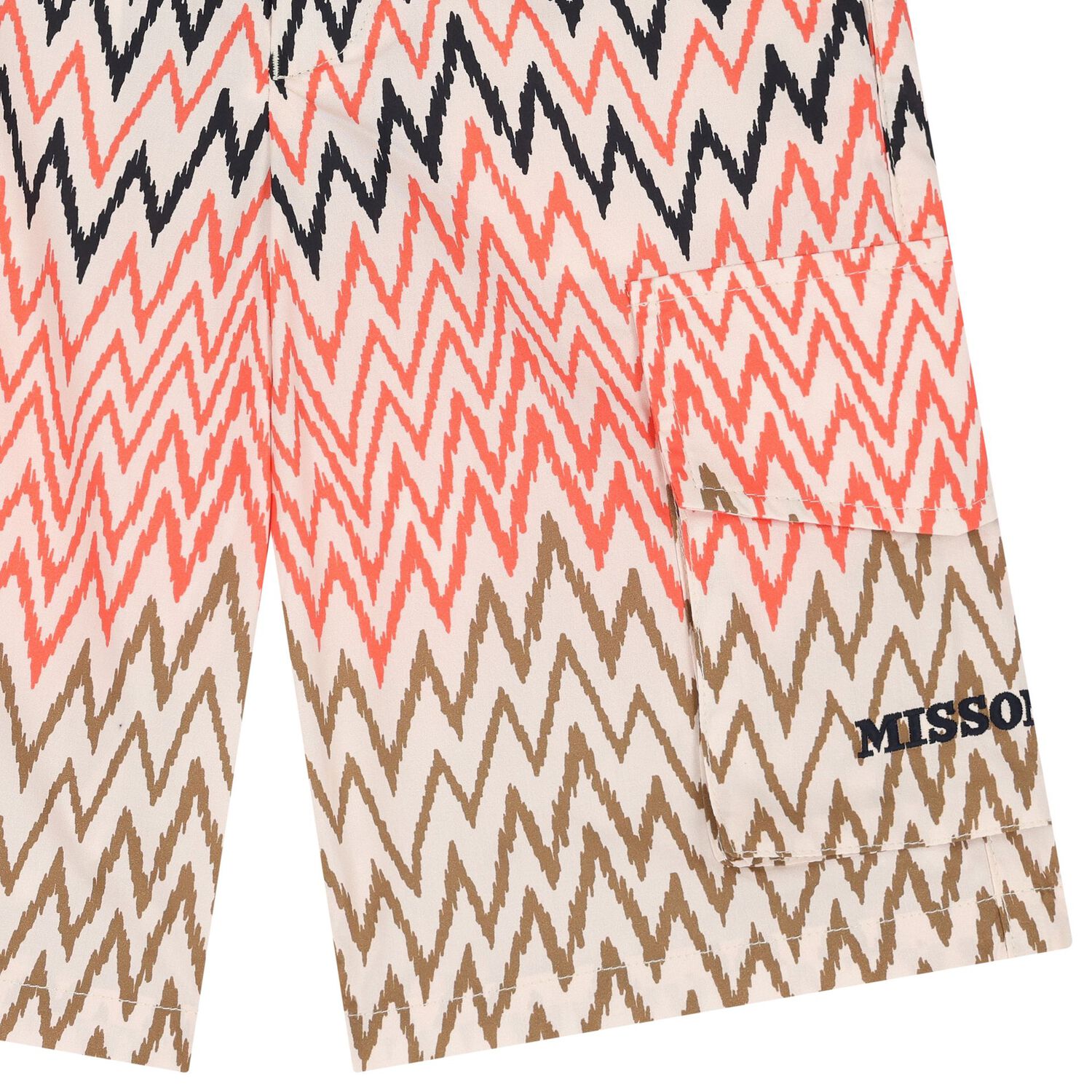 Boys Beige Logo Zig Zag Shorts, 1, hi-res image number null