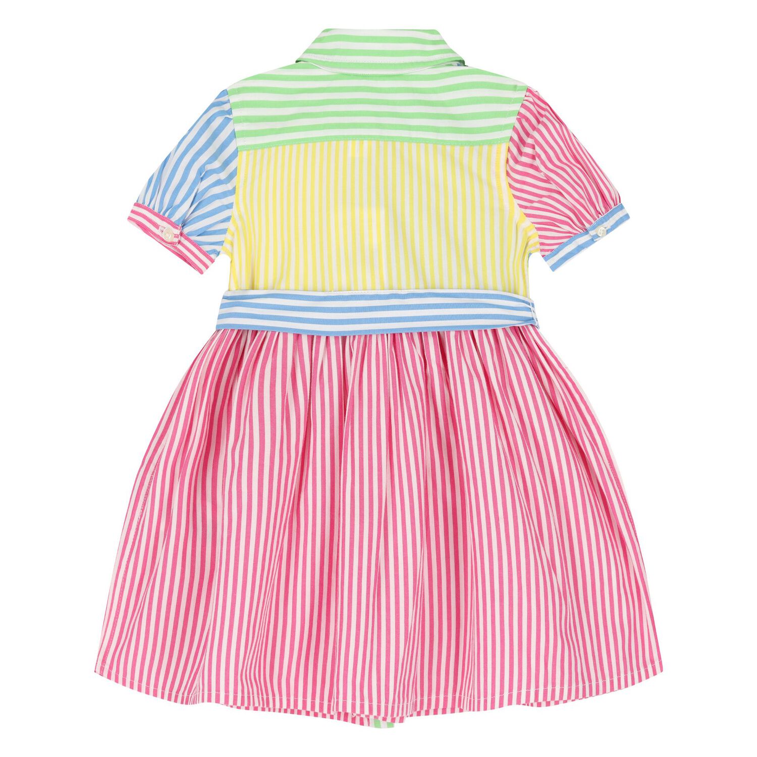 Baby Girls Pink, Yellow & Blue Stripe Shirt Dress, 1, hi-res
