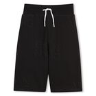 Boys Black Logo Shorts, 1, hi-res