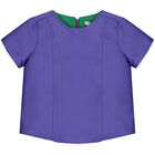 طقم تنورة بنات بطبعة الزهور باللون البنفسجي والأخضر, 1, hi-res