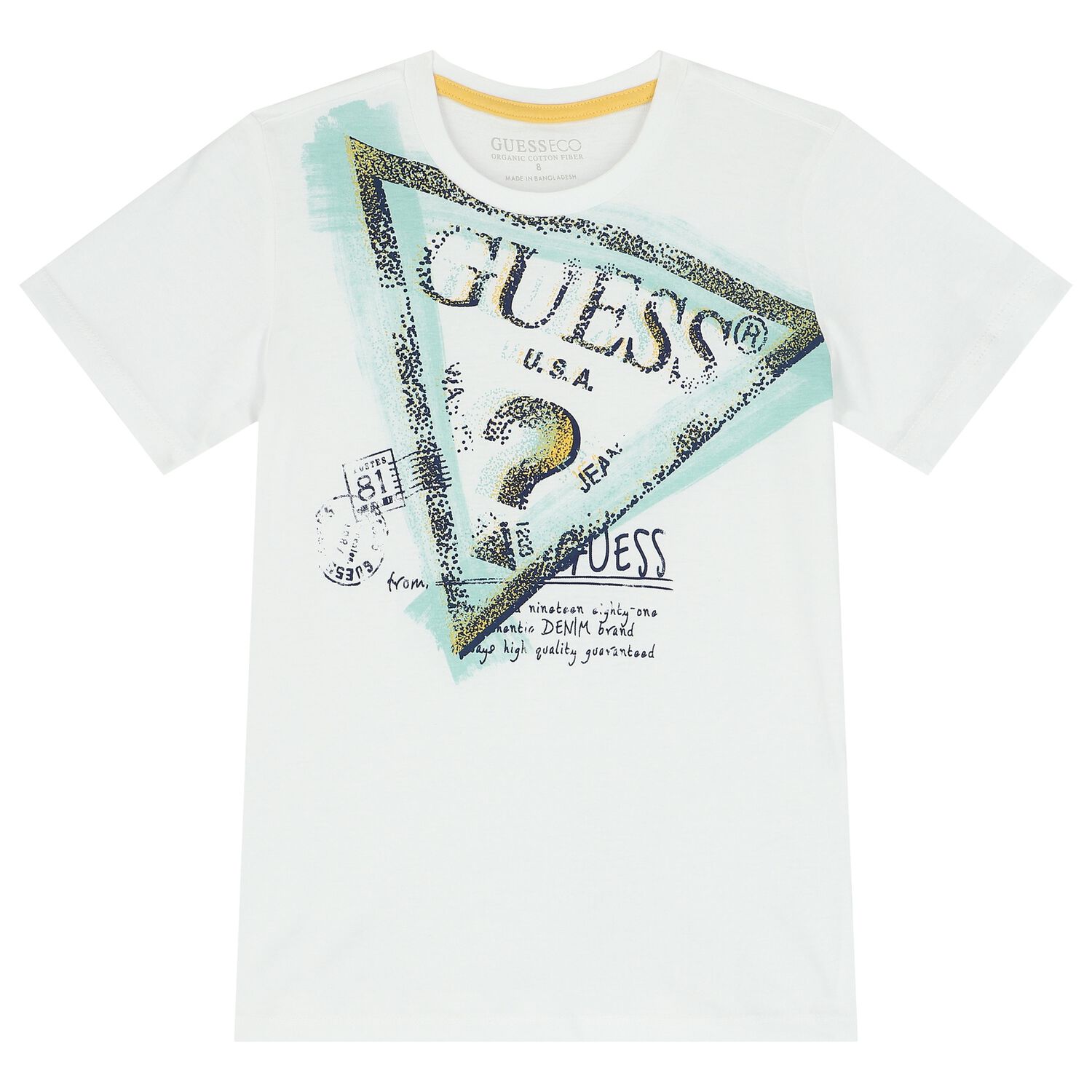 تيشيرت أولاد بالشعار باللون الأبيض, 1, hi-res