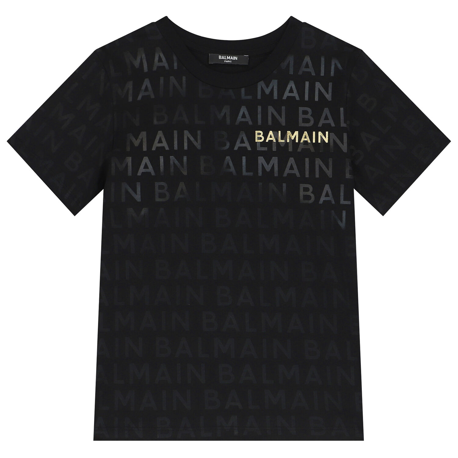 تيشيرت بالشعار باللون الأسود والذهبي, 1, hi-res