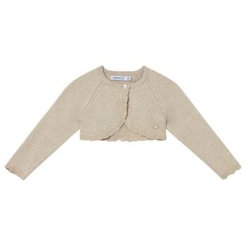 Younger Girls Beige Knitted Cardigan