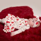 Baby Girls White & Red Hearts Dress, 1, hi-res