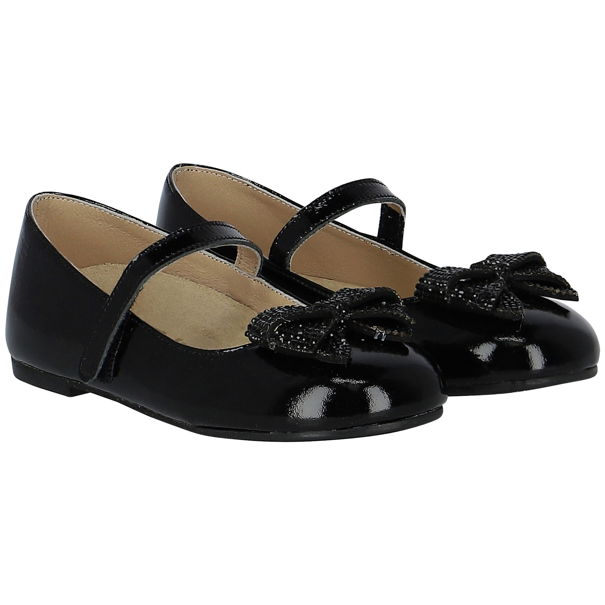 Babywalker Girls Black Embellished Bow Shoes Junior Couture UAE