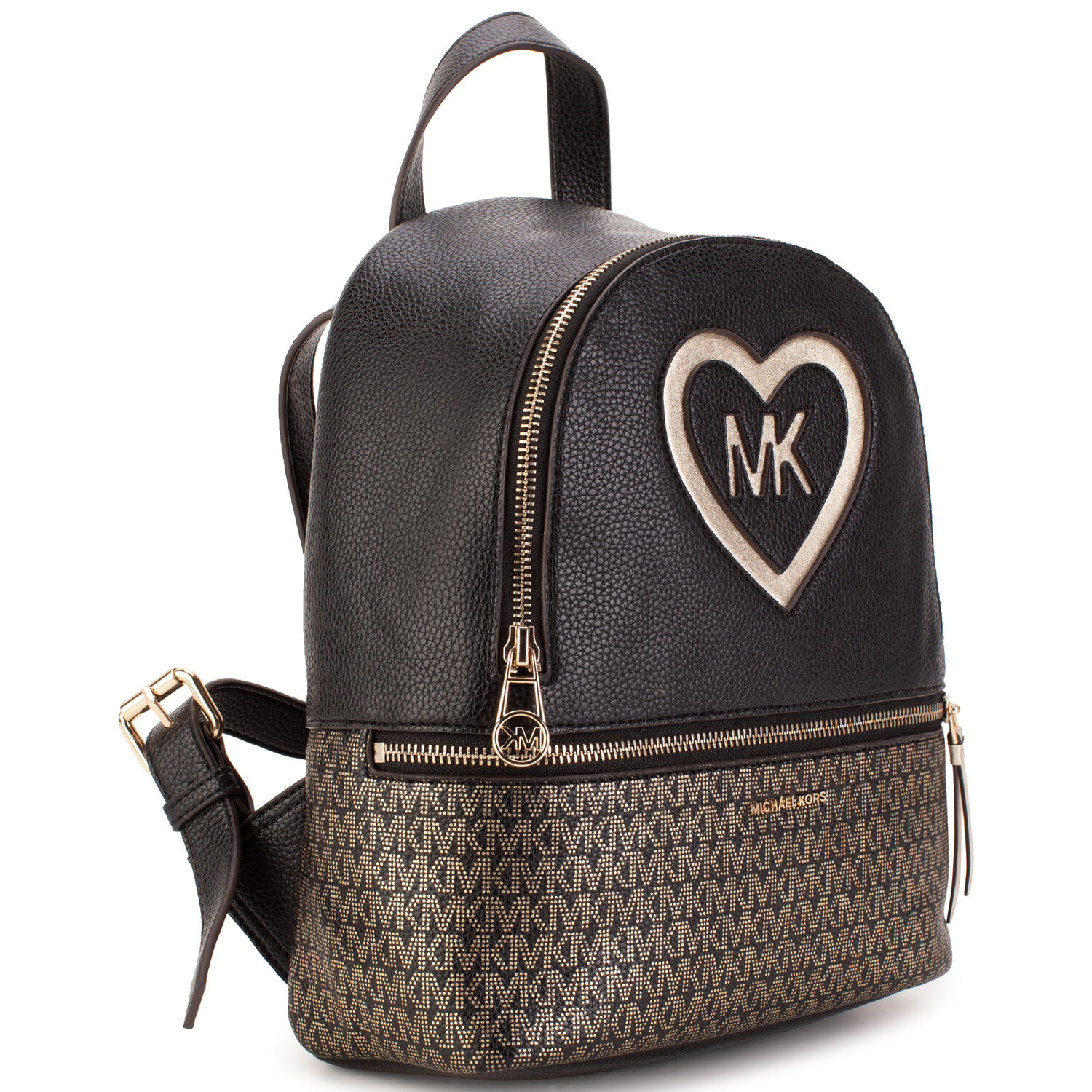 حقيبة ظهر بالشعار باللون الأسود للبنات, 1, hi-res