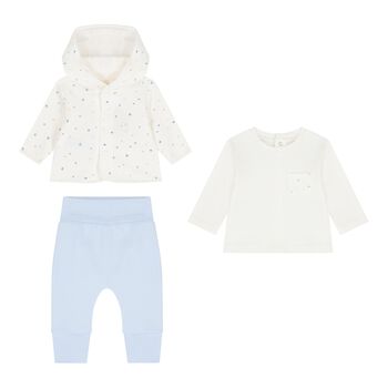 Baby Boys Ivory & Blue 3 Piece Tracksuit