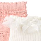 Younger Girls Ivory & Pink Socks ( 2-Pack ), 2, hi-res