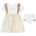 Younger Girls White & Ivory Logo Dress Set, 1, hi-res