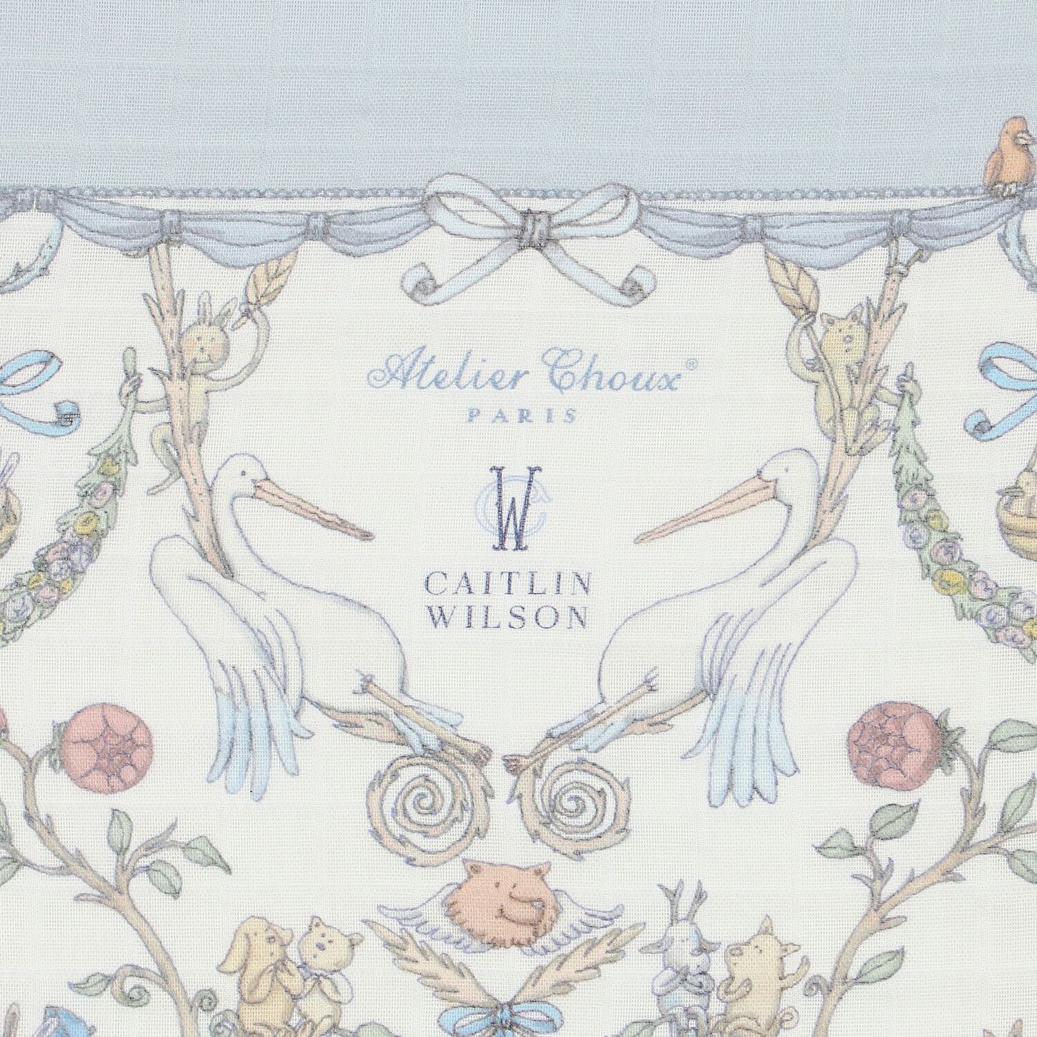 Ivory & Blue Toile de Jouy Swaddle Carré Blanket, 1, hi-res image number null