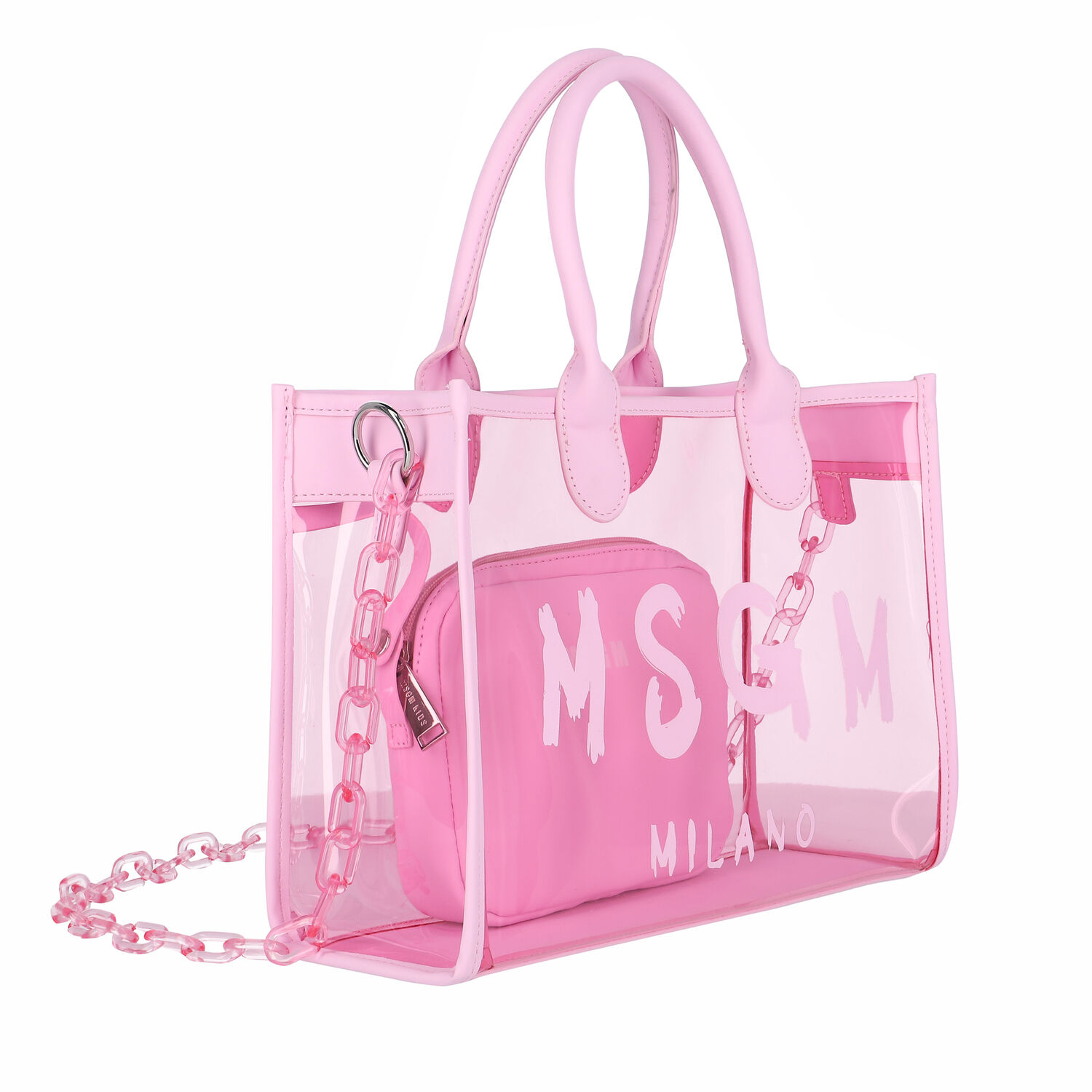 Girls Pink Logo Transparent Tote Bag, 1, hi-res
