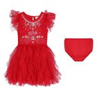 Baby Girls Red Embellished Tutu Dress Set, 1, hi-res