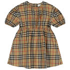 Girls Beige Check Dress, 1, hi-res