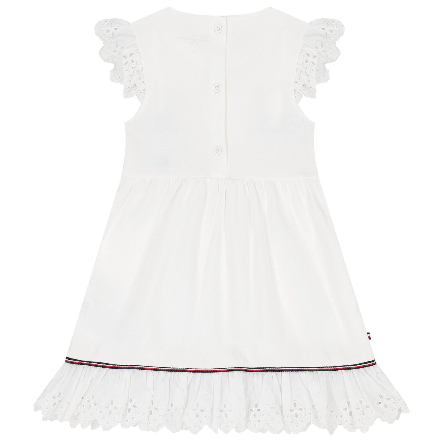 Younger Girls White Cotton Dress, 2, hi-res image number null