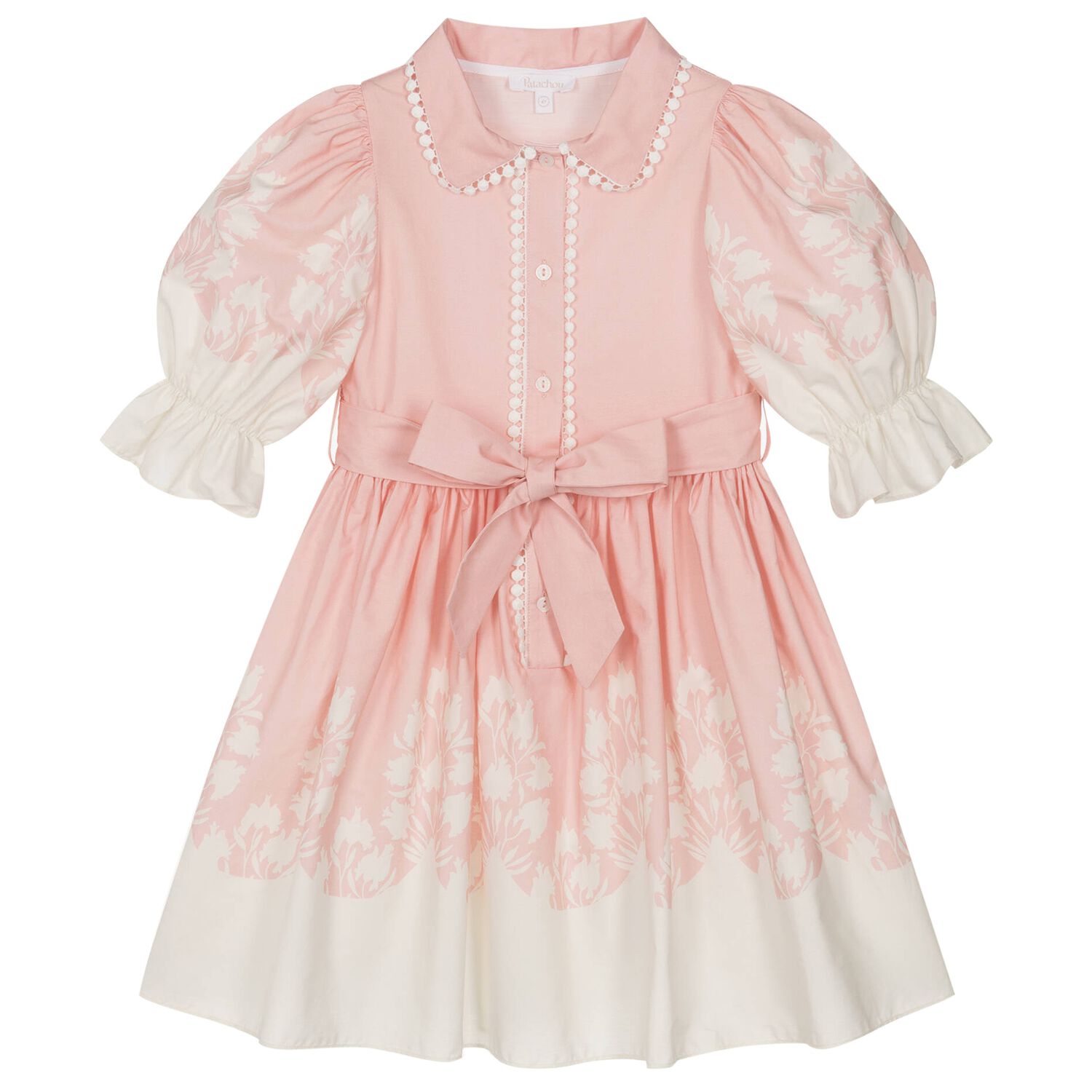 Girls Pink & White Floral Dress, 1, hi-res