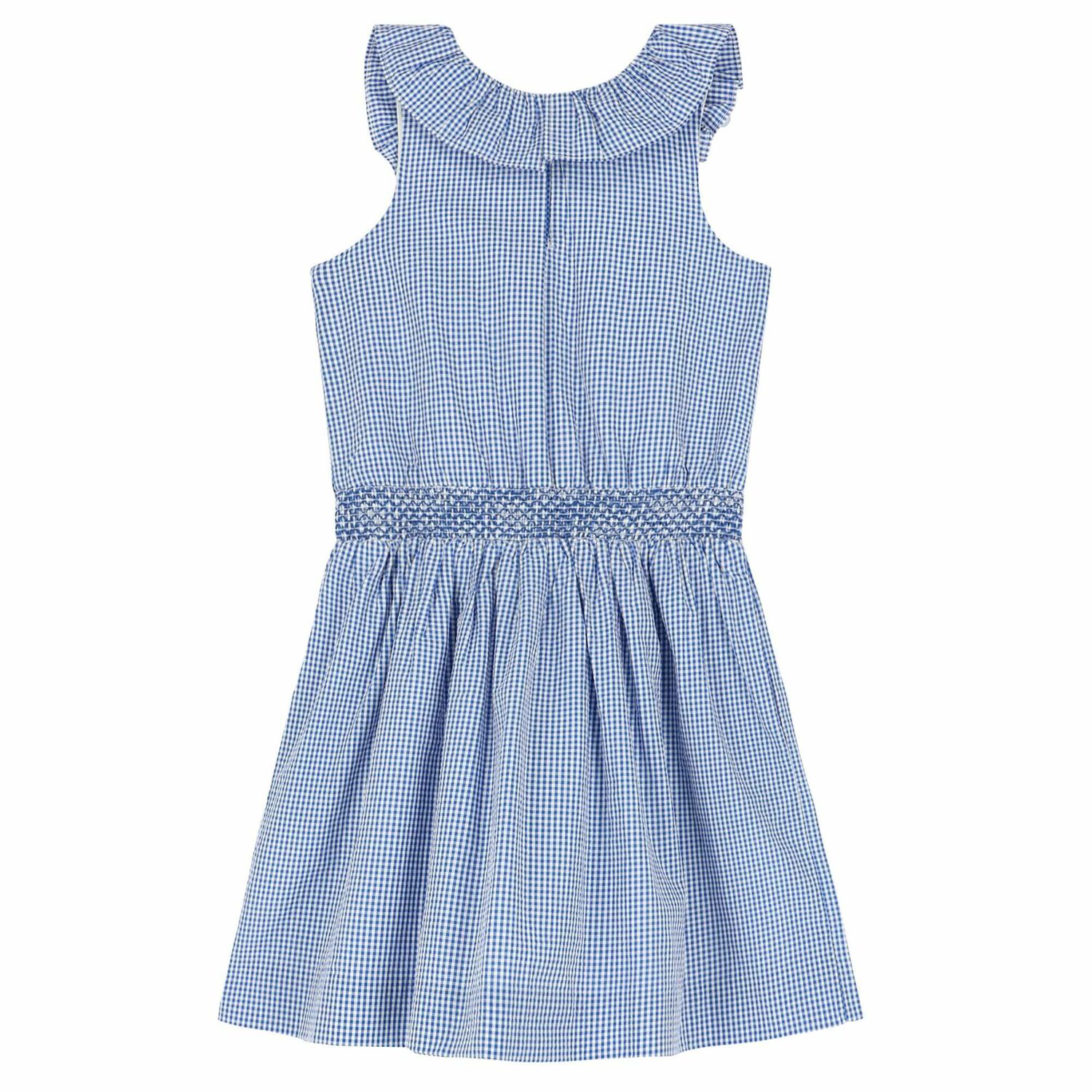 Girls Blue & White Gingham Dress, 1, hi-res